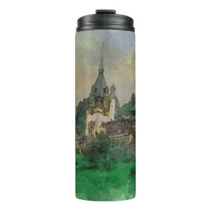 Thermal Tumbler Peles Castle Rumänien Wasserfarbe Thermosbecher