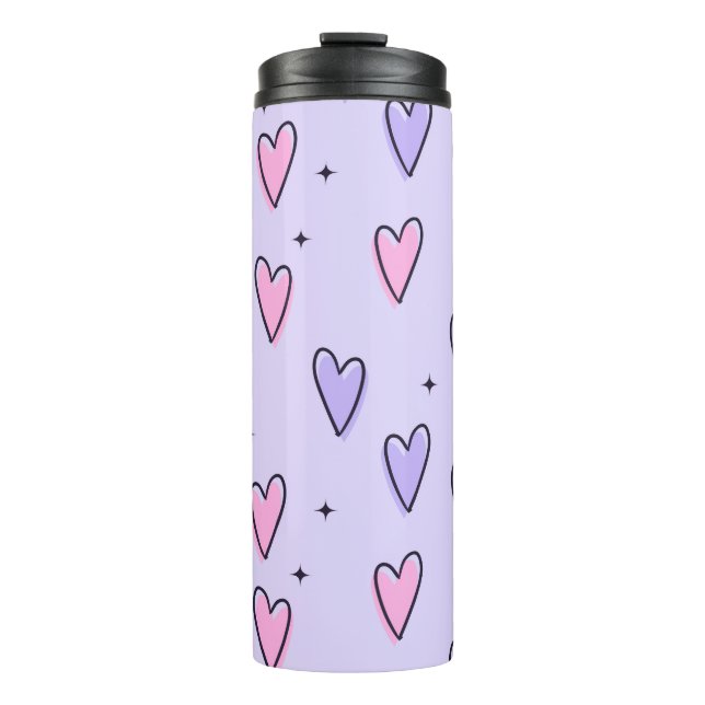 Thermal Tumbler Purple Pink Hearts Thermosbecher (Vorderseite)