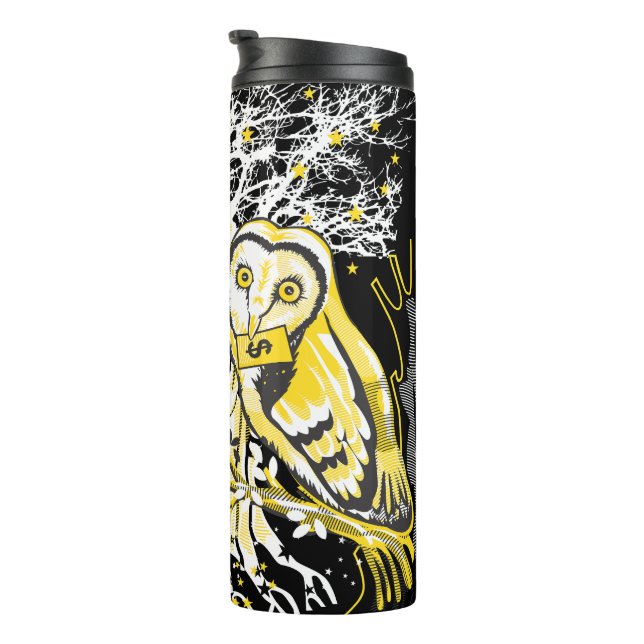 Thermal Tumbler – Urban Tree Owl & Wealth Surreal  Thermosbecher (Nach rechts gedreht)