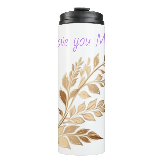 Thermal Tumbler with Leaf Motif and Mother’s Day Q Thermosbecher (Vorderseite)