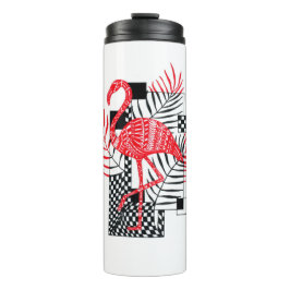 Thermalglas mit rotem Flamingo-Muster Thermosbecher