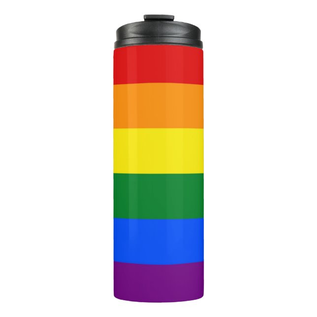 Thermaltumbler mit Rainbow-Pride-Fahne für LGBT Thermosbecher (Vorderseite)