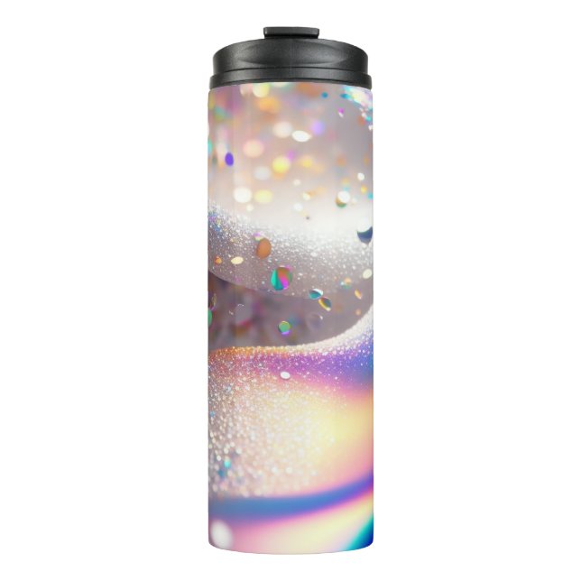 Thermaltumbler Silver Glitzer 12oz Thermosbecher (Vorderseite)