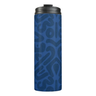Thermische Flasche mit blauem Muster