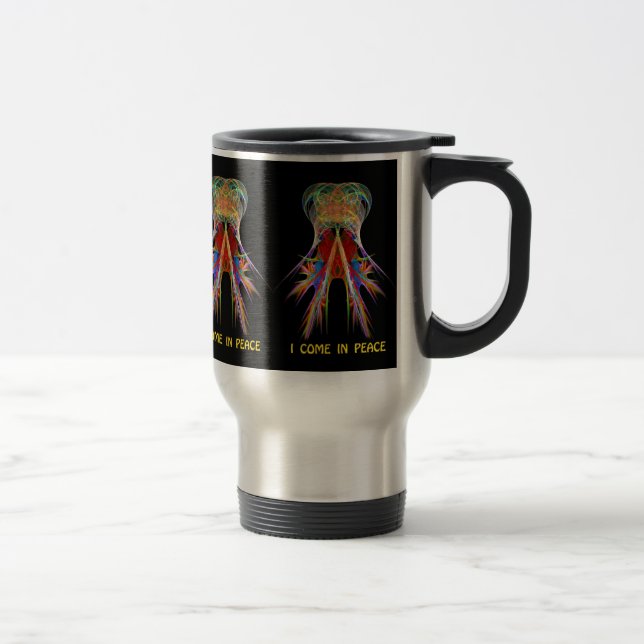 Thermische Tasse: Alien Visitor - "I Come In Peace Reisebecher (Rechts)