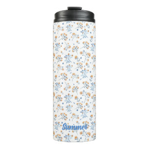 Thermischer Tumbler, weißes Monogramm Floral Thermosbecher