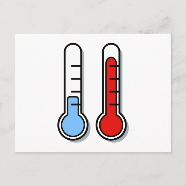 Thermometer kalt warm kalt warm postkarte (Vorderseite)