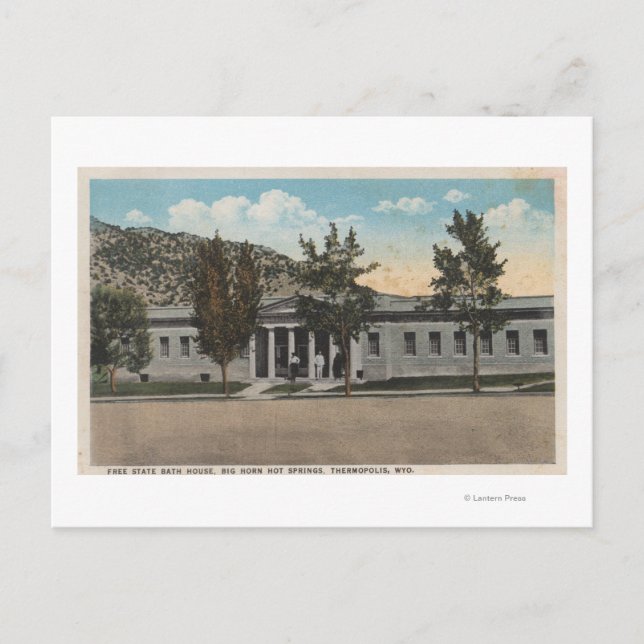 Thermopolis, WY - Blick auf das große Horn Bath Ho Postkarte (Vorderseite)