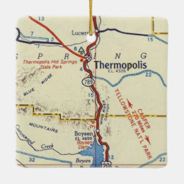 Thermopolis WY Vintag Map Keramikornament