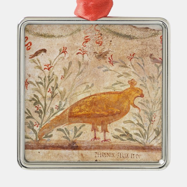 thermopolium, das Phoenix und Aufschrift darstellt Silbernes Ornament (Vorne)