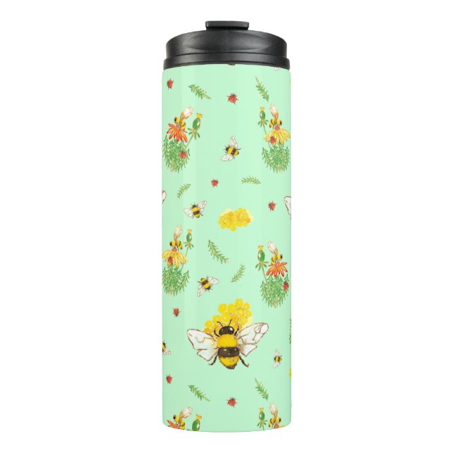 Thermosflasche mit Bienen und Glückskäfer Thermosbecher (Vorderseite)