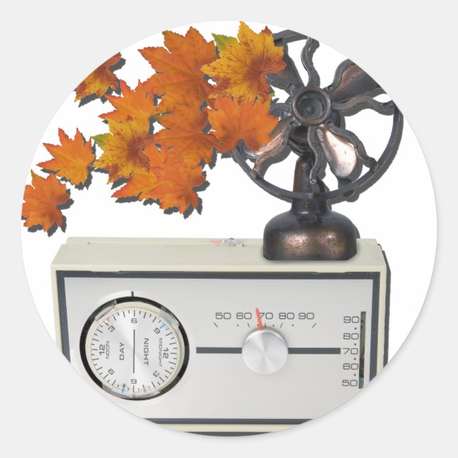 ThermostatHeizungFanLeaves052215 Runder Aufkleber (Vorderseite)