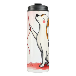 Thermotumbler Hund Welpe rote Herzen Thermosbecher