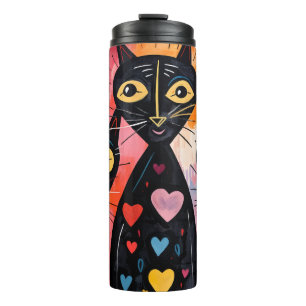 Thermotumbler Katze Kätzchen Rote Herzen Thermosbecher