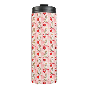 Thermotumbler Katze Kätzchen Rote Herzen Thermosbecher