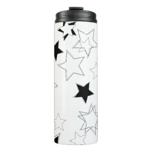 Thermotumbler Schwarz & Weiße Sterne Thermosbecher
