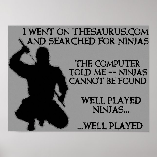 Thesaurus Ninjas Funny Ninja Poster-Zeichen Poster (Vorne)