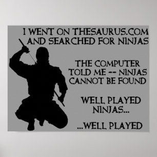 Thesaurus Ninjas lustiges Ninja Plakat-Zeichen Poster