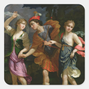 Theseus mit Ariadne und Phaedra Quadratischer Aufkleber