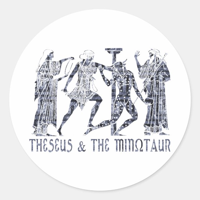 Theseus & The Minotaur Runder Aufkleber (Vorderseite)