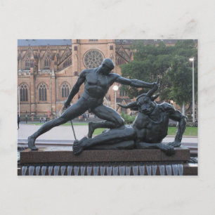 Theseus und Minotaurus Statuen-Postkarte Postkarte