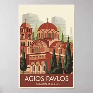 Thessaloniki Agios Pavlos Reise Kunst Vintage Poster