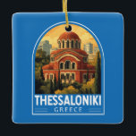 Thessaloniki Griechenland Agios Pavlos Travel Art  Keramikornament<br><div class="desc">Thessaloniki retro Vektor Reise Design. Thessaloniki ist eine griechische Hafenstadt am Thermaischen Golf der Ägäis.</div>