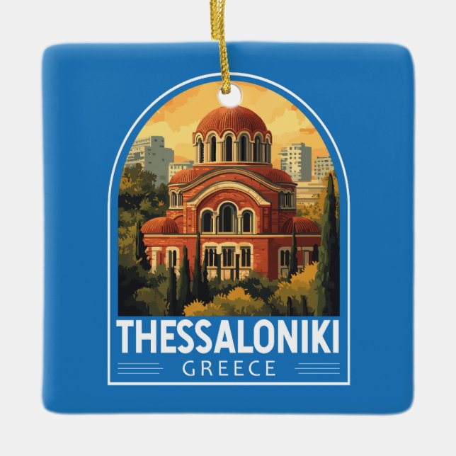Thessaloniki Griechenland Agios Pavlos Travel Art  Keramikornament (Vorderseite)