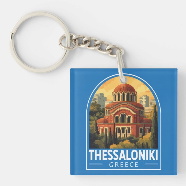 Thessaloniki Griechenland Agios Pavlos Travel Art  Schlüsselanhänger (Vorderseite)