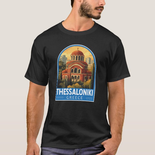 Thessaloniki Griechenland Agios Pavlos Travel Art  T-Shirt (Vorderseite)