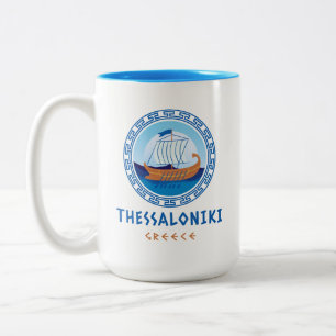 Thessaloniki, Griechenland Griechisches Schiff Des Zweifarbige Tasse