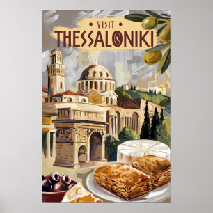 Thessaloniki Griechenland Malerische Reisen Vintag Poster