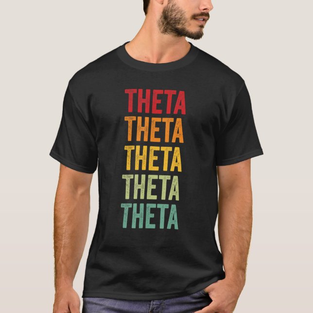 Theta Crypto Rainbow Text Design T-Shirt (Vorderseite)