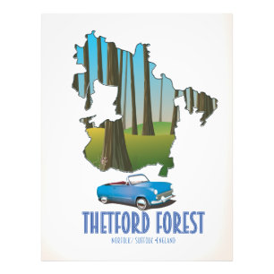 Thetford Wald Norfolk Suffolk Einzugskarte Fotodruck