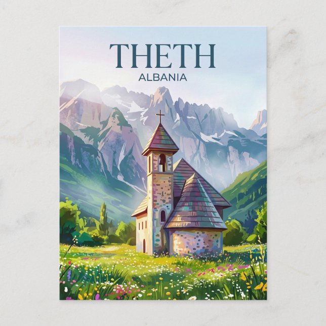 Theth Steinkirche Albanien Postkarte (Vorderseite)
