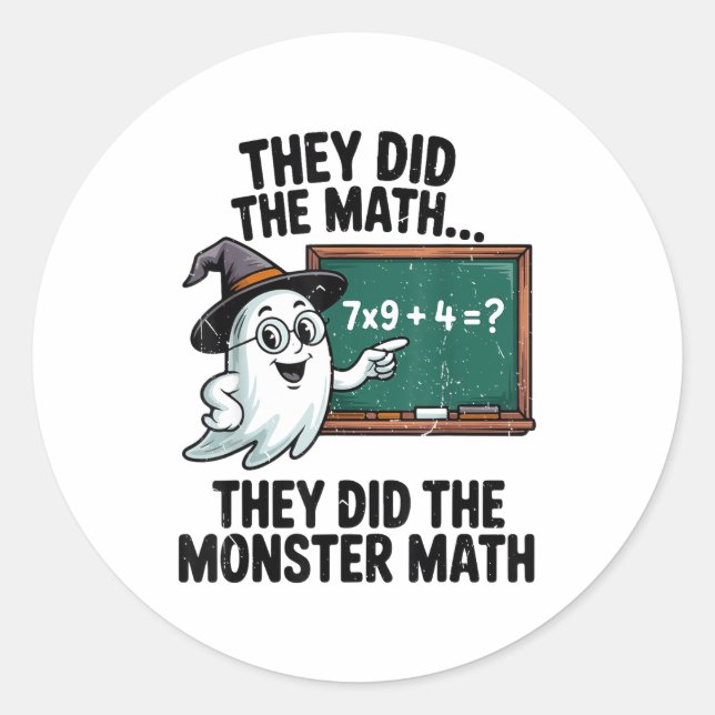 They Did Monster Math Teacher Halloween Costume Ma Runder Aufkleber (Vorderseite)