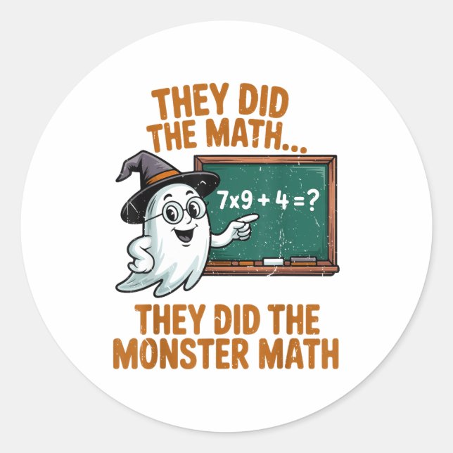 They Did Monster Math Teacher Halloween Costume Pr Runder Aufkleber (Vorderseite)