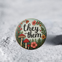 They/Them Cottagecore Pronomen LGBTQ Pin