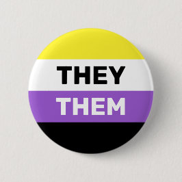THEY/THEM - Flag-Farben für nicht binäre Geschlech Button