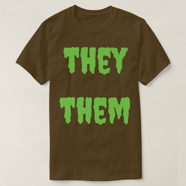 They Them Pronouns Nonbinary Spooky Halloween Lime T-Shirt (Design vorne)