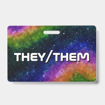They/Them Regenbogen-Galaxie-Abzeichen