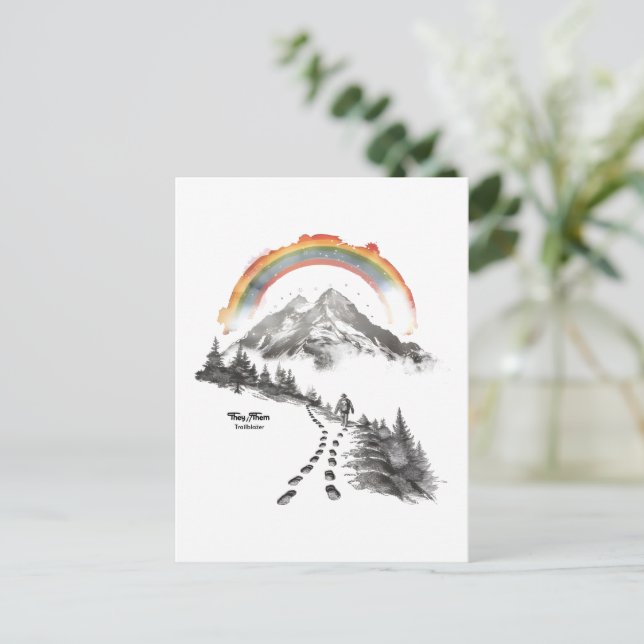 They/Them Trailblazer – LGBTQ Pride Camping Art,  Postkarte (Stehend Vorderseite)