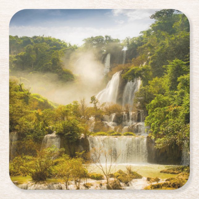 Thi Lor SU Wasserfall | Thailand Rechteckiger Pappuntersetzer (Vorderseite)