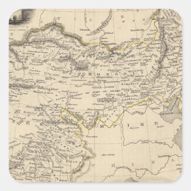 Thibet, Mongolei und Mandchurie Quadratischer Aufkleber (Vorderseite)