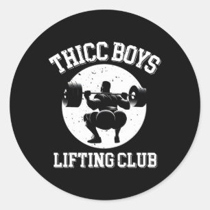 Thicc Boys Lifting Club Funny Gym Mens Runder Aufkleber