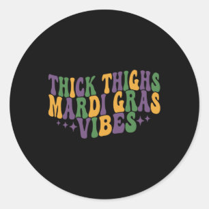Thick Thighi Mardi Gras Festival Moon and Stars Runder Aufkleber