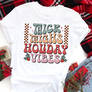 Thick Thighs Holiday Vibes Retro Weihnachten Tri-Blend Shirt