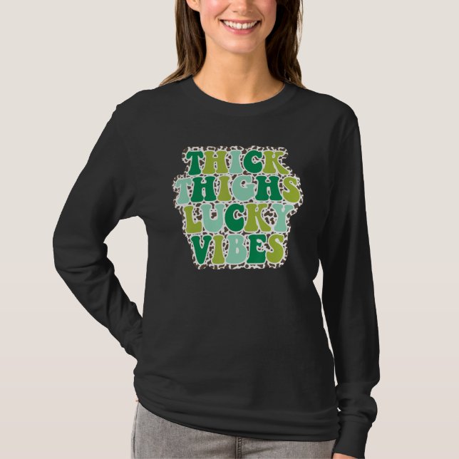 Thick Thighs Lucky Vibes St Patrick's Day leopard  T-Shirt (Vorderseite)