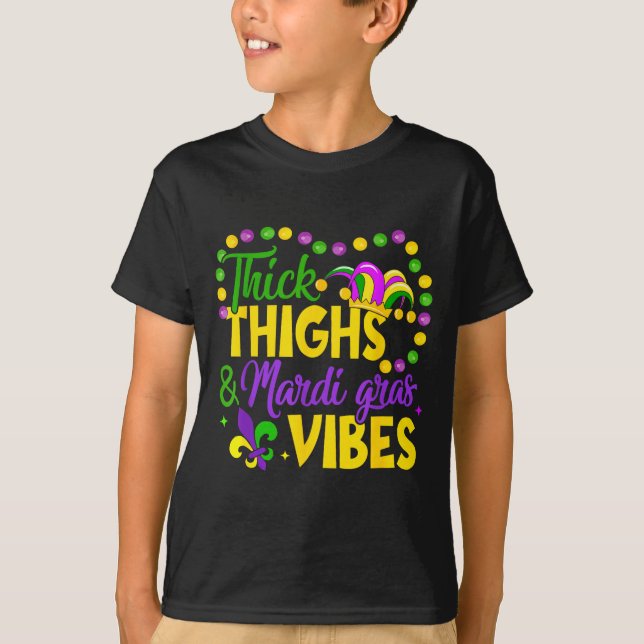 Thick Thighs Mardi Gras Vibes Fleur De Lis Mardi G T-Shirt (Vorderseite)
