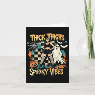 Thick Thighs Soky Vibes Funny Ghost Halloween Karte